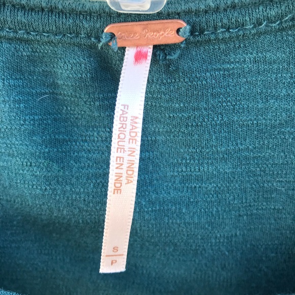 Free People Lucky Lace up Long Sleeve Top Turquois - Picture 6 of 7